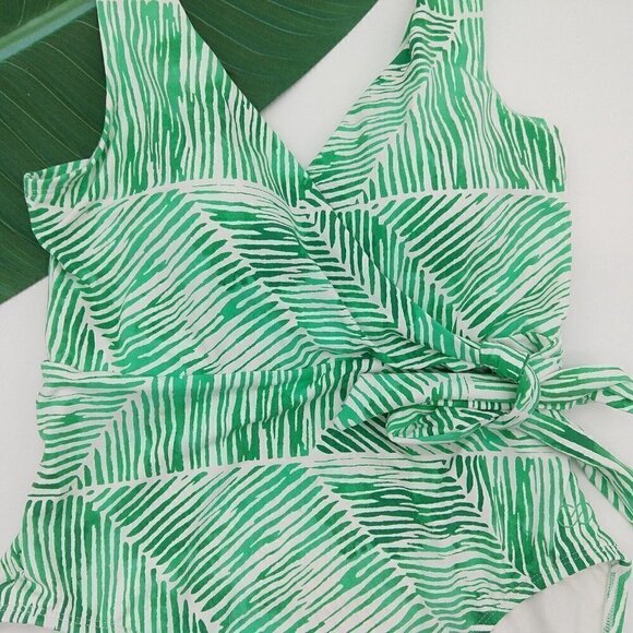 Calia Side Tie Swimsuit Size 4 NEW Tropical Palm White Green One Piece Carrie - Picture 5 of 11